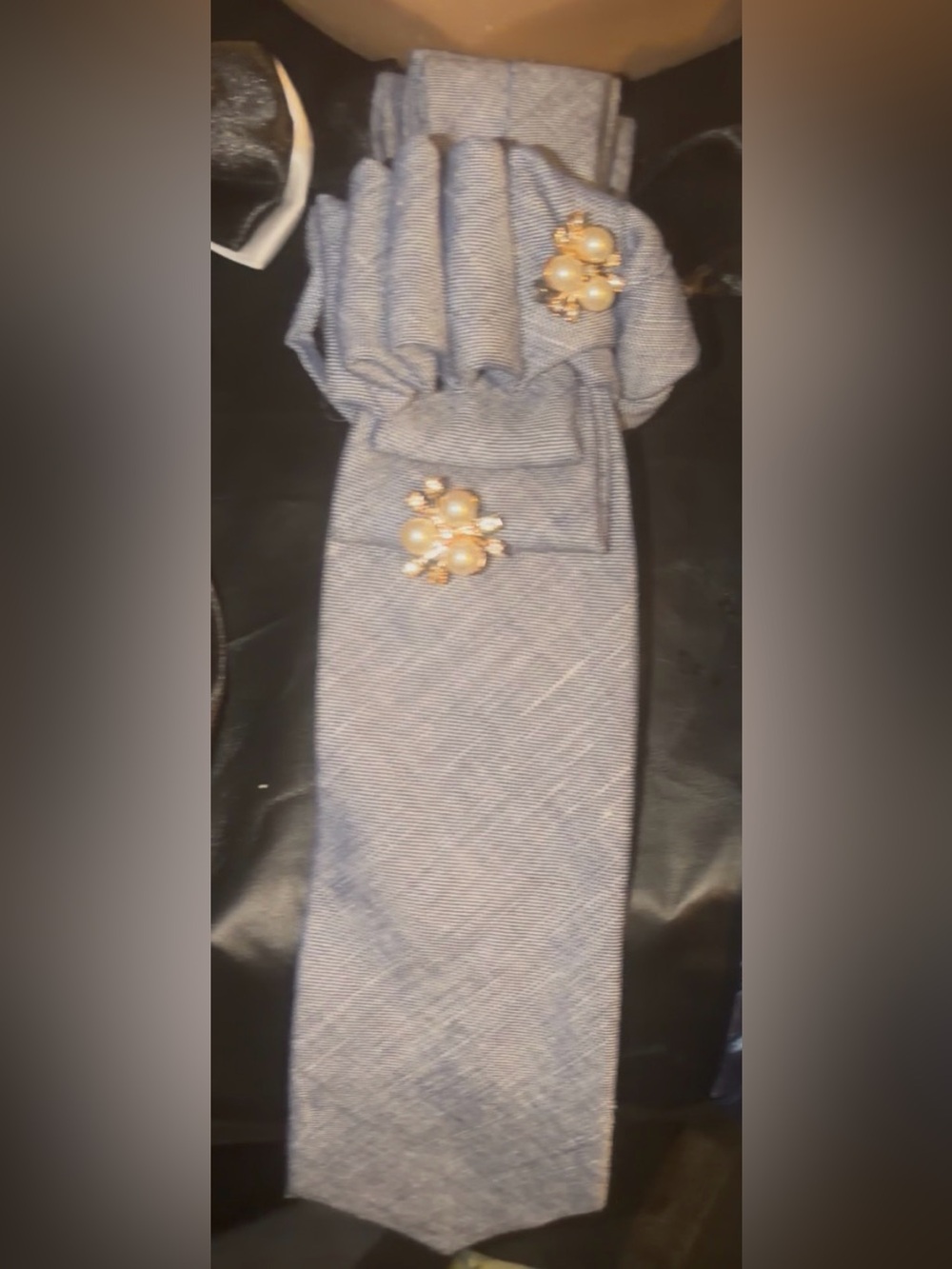 Pearl Cluster Decorative Hair Scrunchie - Gray